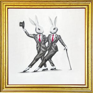 Framed Print of Two Dancing Bunnies by Max and Alma