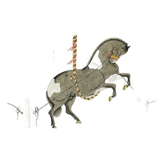 Japanese Inspired Six-Panel Screen with Horses in Stable with Bamboo Backdrop For Sale