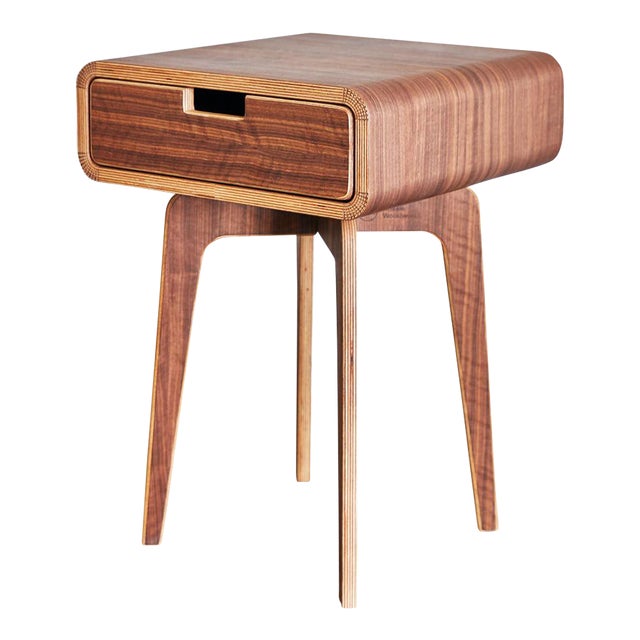 Modern End Table With Drawer - 25"h - Walnut For Sale