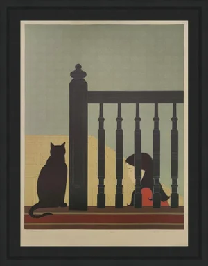 1980s "The Bannister" Abstract Figurative Interior Scene Numbered Lithograph by Will Barnet, Framed
