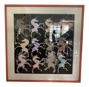 Signed Original Pedro Friedeberg 1986 Unicorn Acrylic Painting With Museum Provenance