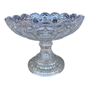 Antique American Pressed Flint Glass Compote "Oval Mitre" Pattern, Circa 1850's
