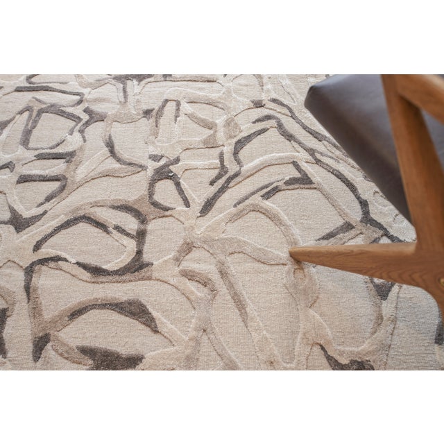 2020s Exquisite Rugs Goudy Handmade New Zealand Wool & Bamboo Silk Light Silver Rug-12'X15' For Sale - Image 5 of 7