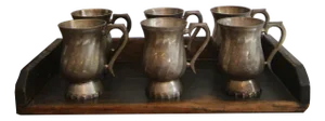 Early 20th Century Silver Plated Brass Mugs, 1930s, Set of 6