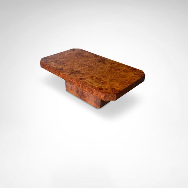 Hollywood Regency Coffee Table in Burl Wood with Bar from Maison Lancel, France, 1980s For Sale - Image 3 of 7