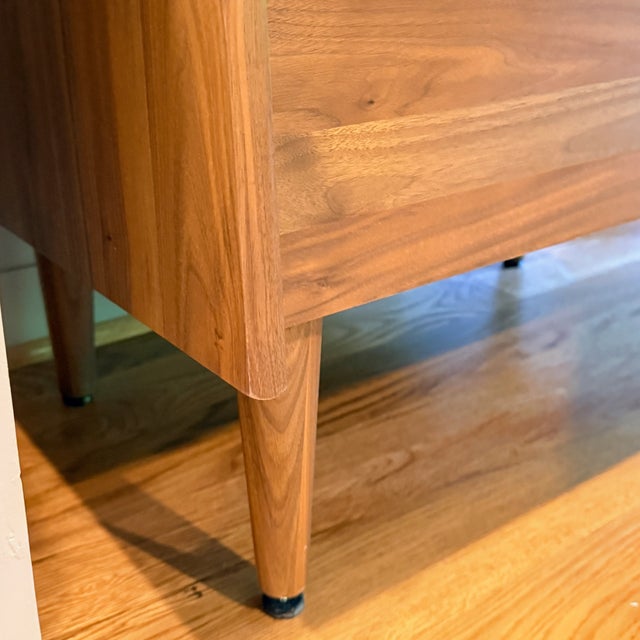 Luxe 2-Bay Walnut Record Stand From Symbol For Sale - Image 4 of 9