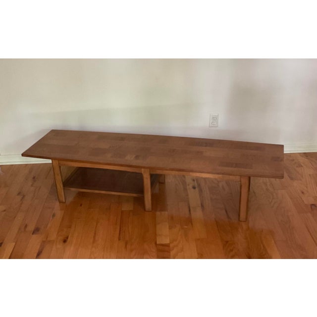 MidCentury Lane Surfboard Coffee Table Extra Long With Cane Shelf