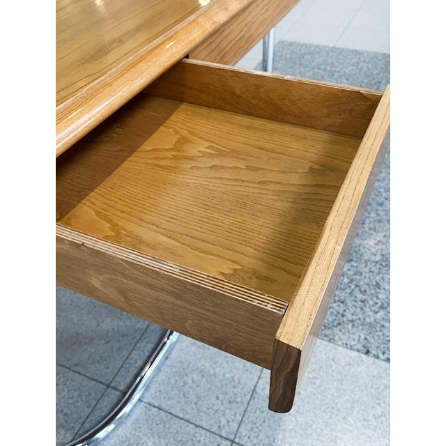 1970s Italian Ash & Nickel Desk For Sale - Image 10 of 16