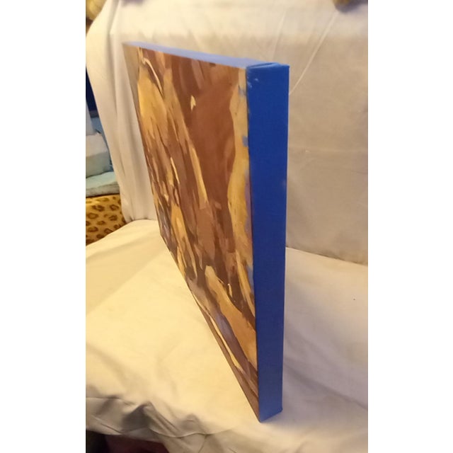 Blue Silver Oil Painting This One Smaller 18"x24x2" Gallery-Wrapped Canvas For Sale - Image 4 of 4