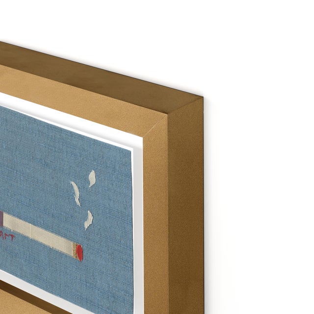 DESCRIPTION: Faye the Eggplant Cigarette by Willa Heart in Gold Frame, Mini Art Print This is a print of a handmade fabric...