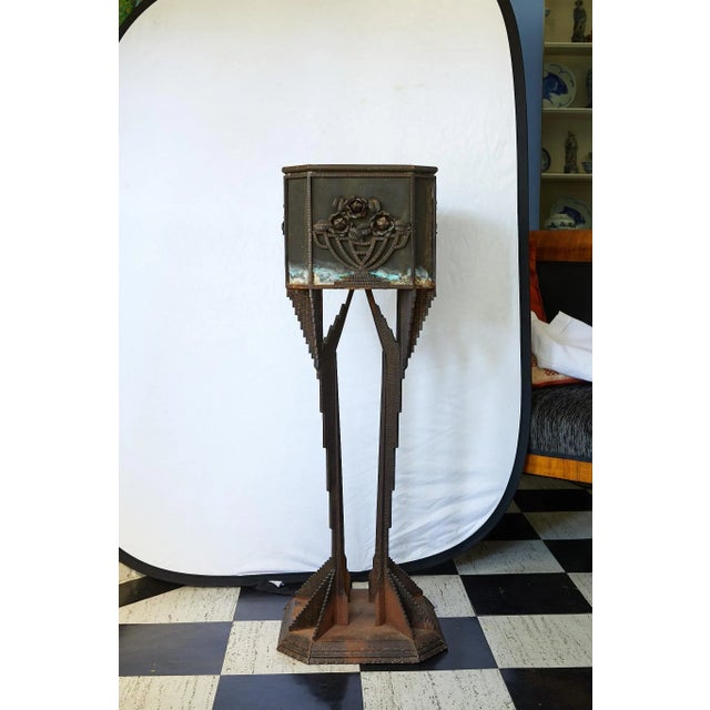Early 20th Century Art Deco Iron Pedestal Planter For Sale - Image 5 of 13