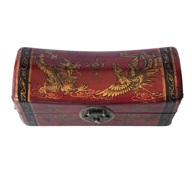 Chinese Gilt Wood Leather Pillow Box 10 W Chairish