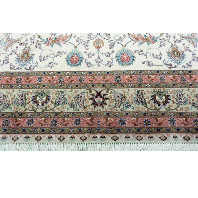 Textile Hand-Knotted Tabriz 50 Raj Rug with Silk Content For Sale - Image 7 of 11