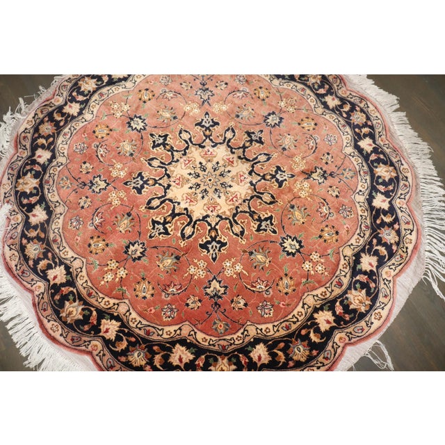 Mid 20th Century Vintage Formal Persian Round Rug - 5'1" x 5'1" For Sale - Image 5 of 5