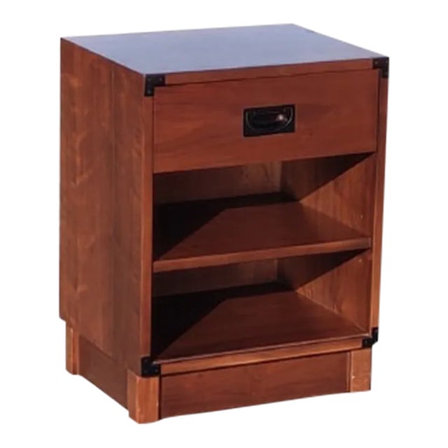 Late 20th Century Vintage Single Drawer Bedside Table by Drexel New Generation Campaign Style For Sale