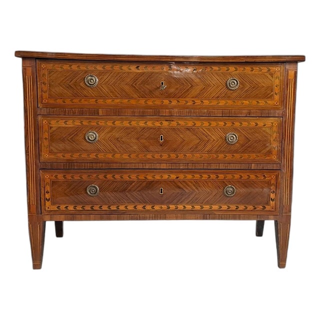 Large Louis XVI Piedmontese Veneered Chest of Drawers For Sale