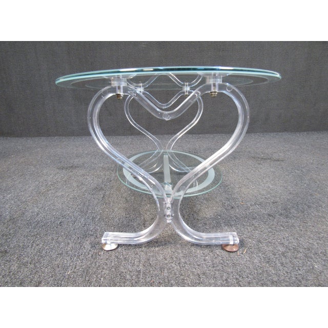 1970s Glass and Lucite Coffee Table For Sale - Image 5 of 8