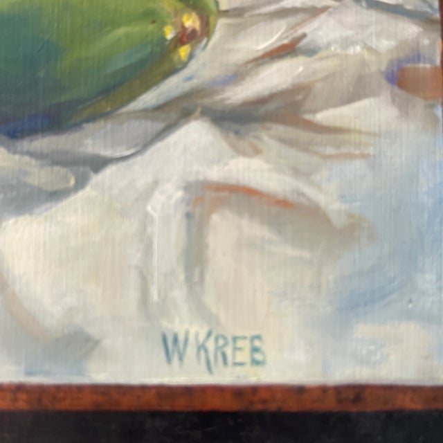 Whitney Kreb Original Oil Still Life – “Limes on White Cloth” | Nantucket Artist, Hand-Painted Faux Mat on Board For Sale - Image 4 of 11