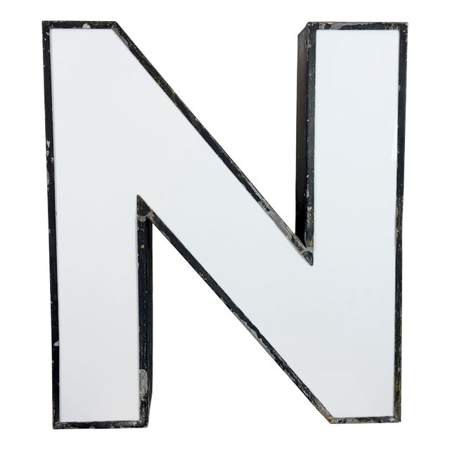 Large Vintage Illuminated Advertising Letter N, 1960s For Sale
