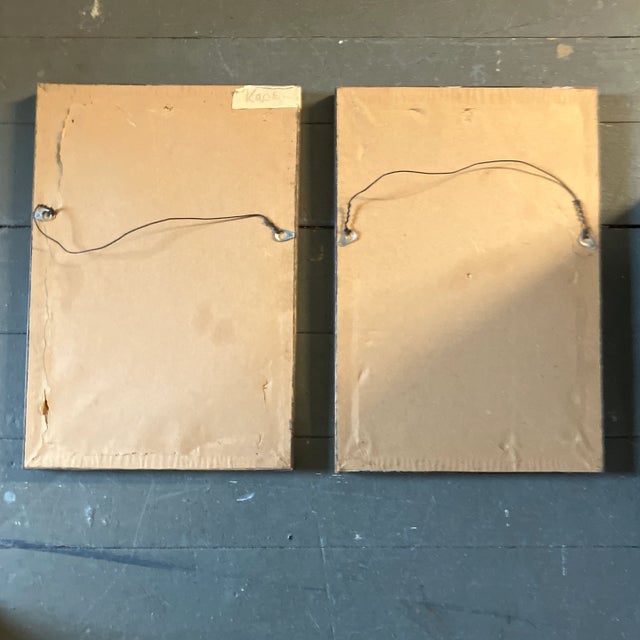 Green 1950’s 2 Vintage Original Abstract Expressionist Female Nude Watercolor Paintings Signed Original Vintage Frames-a Pair For Sale - Image 8 of 8