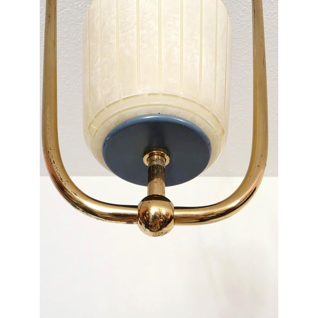 Metal Mid-Century Scandinavian Brass Pendant Lamp with Glass Shade, 1950s For Sale - Image 7 of 18