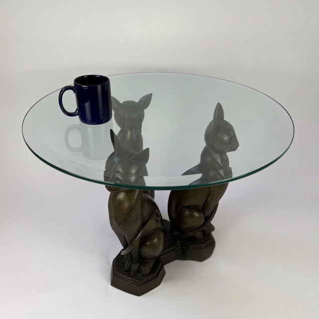 Metal Hollywood Regency Sculptural Bronze Cat Table Base - 19"h For Sale - Image 7 of 8