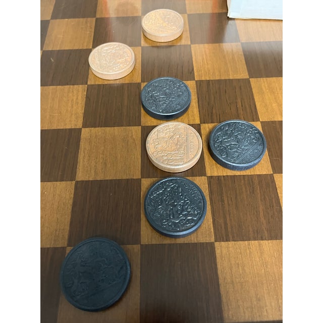 Vintage Colonial Williamsburg, wooden gaming board, Aesop’s Fables wooden checkers, and “I Hardy” deck of playing cards....