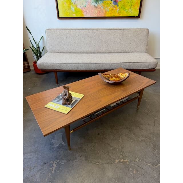 Vintage Refurbished Walnut Coffee Table For Sale In Los Angeles - Image 6 of 11