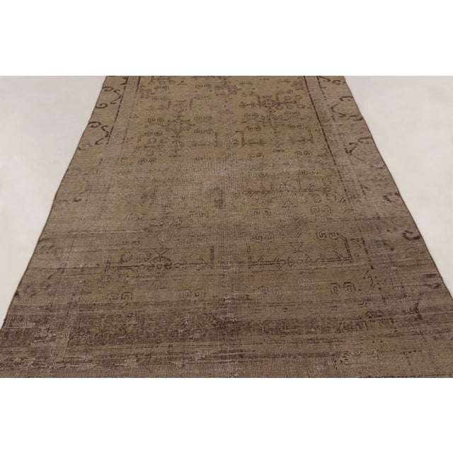 1910s Antique Distressed Khotan Runner With Geometric Motifs in Brown - Rug & Kilim For Sale - Image 5 of 10