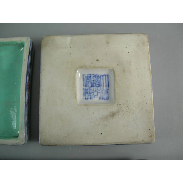 Blue 19th Century Daoguang Mark & Period Small Porcelain Ink Boxes - A Pair For Sale - Image 8 of 12