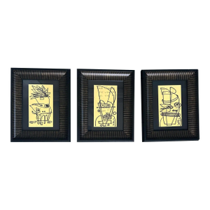 Three Contemporary Original Wayne Cunningham Abstract Marker Drawings- Set of Three