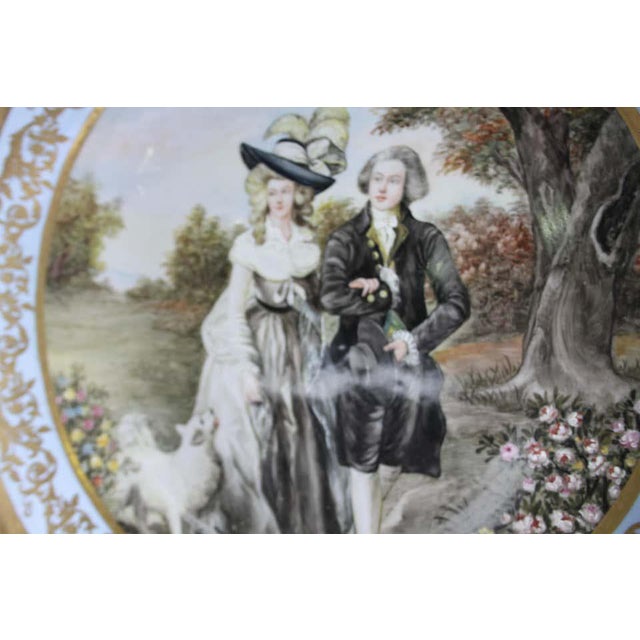 White Large 20th Century Viennese Charger Plate or Wall Plaque in Porcelain Depicting Lady and Gentleman For Sale - Image 8 of 10