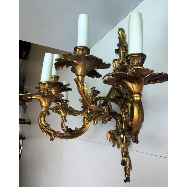 French 19th Century Gilded Bronze Wall Sconces For Sale - Image 4 of 12