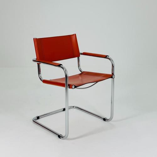 Bauhaus Chairs Model MG5 Centro Studio Desk Chair in Cognac by Mart Stam & Marcel Breuer for Fasem ,Italy, 1970s For Sale - Image 3 of 11
