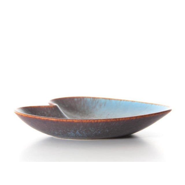 Brown & Blue Matte Haresfur Glaze AXA Bowl by Gunnar Nylund for Rörstrand For Sale - Image 5 of 5