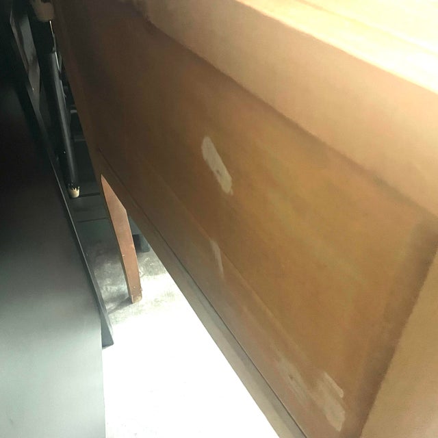 Vintage Louis XVI Style Wood Inlay Marquetry Cabinet, Commode, or End Table, Marble Top, Brass Fixtures and Trim For Sale - Image 11 of 12