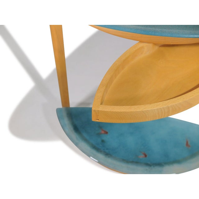 Mid 20th Century Beech Entryway Console Table With Turquoise Art Glass With Copper Infusions For Sale - Image 10 of 10