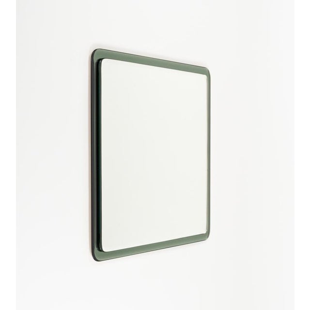Mid-Century Modern Midcentury Squared Wall Mirror with Green Frame by Cristal Arte, Italy, 1970s For Sale - Image 3 of 13