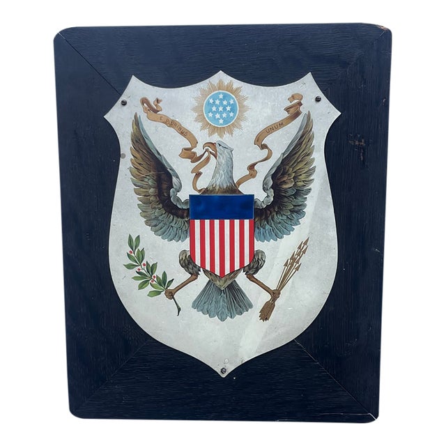 Rare Antique Lithographed Tin Great Seal of the United States C 1890s For Sale