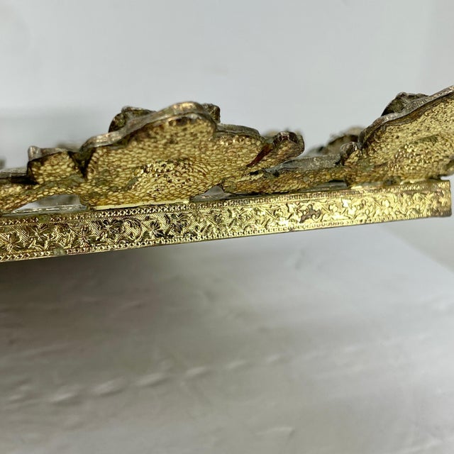 1950s Hollywood Regency Gilded Brass Vanity Mirror Tray For Sale - Image 12 of 12