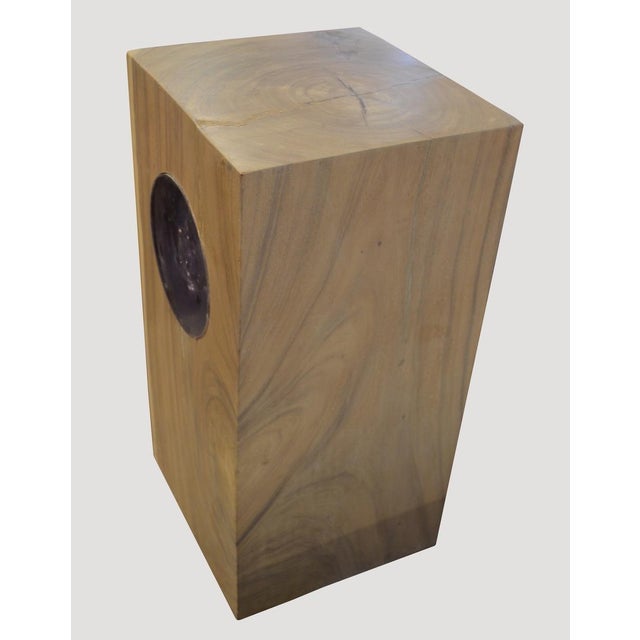 2010s Andrianna Shamaris St. Barts Suar Wood Pedestal with Resin For Sale - Image 5 of 5