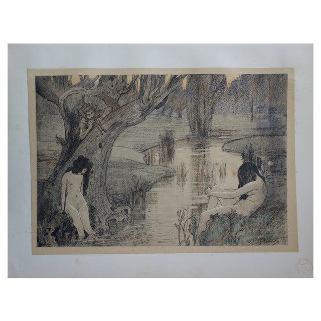 A. Laurens, Bath of Nymphs, 1897, Original Lithograph For Sale