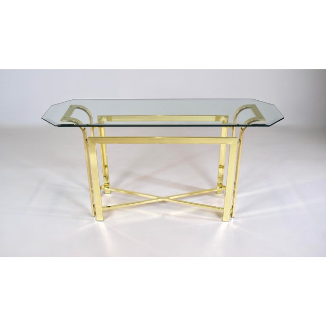 1970's Brass & Glass Console Table, Milo Baughman Attr: Dia For Sale - Image 11 of 13