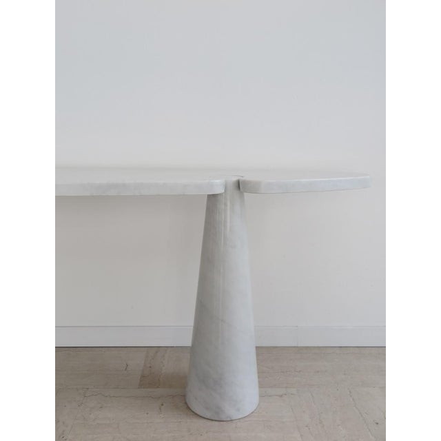 Stone Italian Console Table in White Marble by Angelo Mangiarotti for Skipper, 1990s For Sale - Image 7 of 18