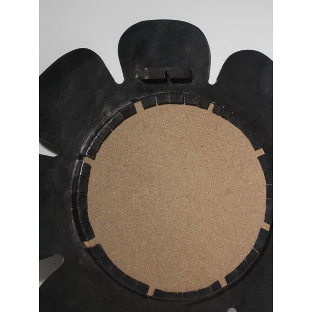 Brutalist Vintage Eight Petal Hand-Hammered Cast Iron Wall Mirror, 1950s For Sale - Image 3 of 5