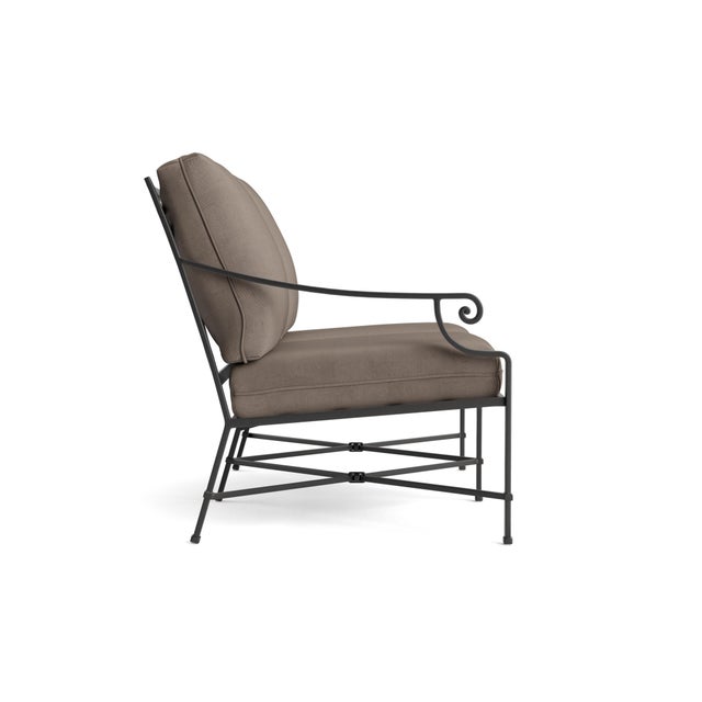 Contemporary Brown Jordan Venetian Left Arm Loveseat, Textured Pewter frame with Fusion Taupe fabric For Sale - Image 3 of 11