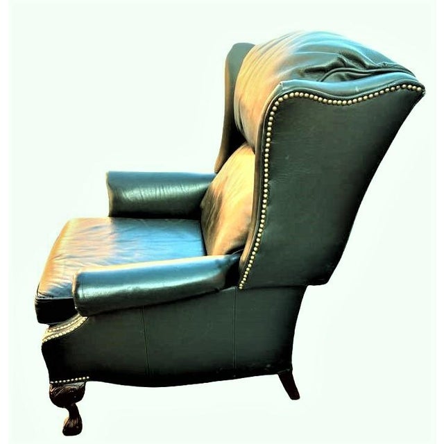 Late 20th Century Sam Moore Classic Hunter Green Leather Club Reclining