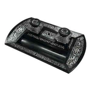 Victorian Mother of Pearl Inlaid Inkwell