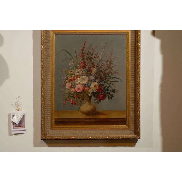 Italian Rococo 1770s Framed Still-Life Painting Depicting a Bouquet of Flowers For Sale - Image 4 of 9