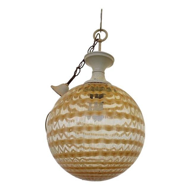 Vintage Optical Glass Pendant Light, 1970s For Sale